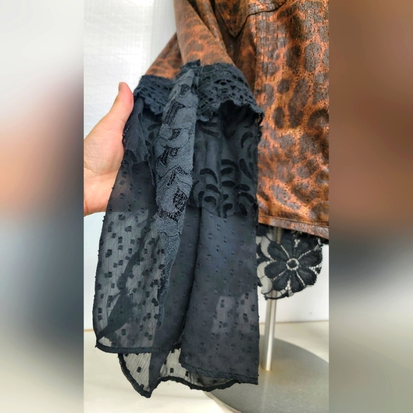 Rock Couture Blondie Leopard & Lace Jacket Upcycled Retro Band Merch - Picture 11 of 16